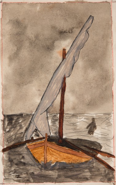 Sailing Boat with Figure in the Sea