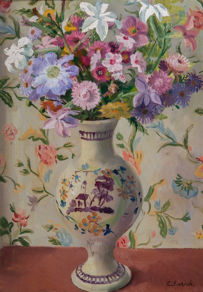 Still Life, Vase of Colourful Summer Flowers (c1935)