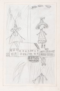 This drawing, done by Richard Eurich's 4 year old daughter Caroline, inspired the painting above -  " In Debt to Caroline"