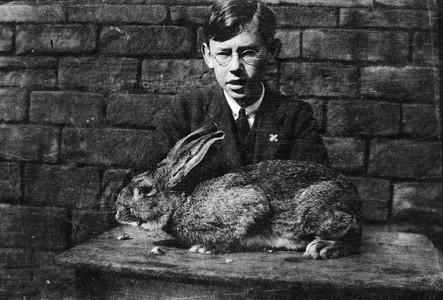 RE, age about 15, with his rabbit Big Ben