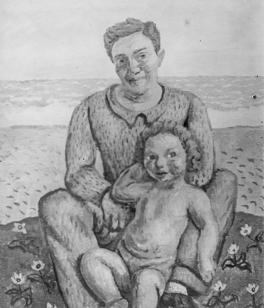 Father and Young Daughter on Beach (1930s)