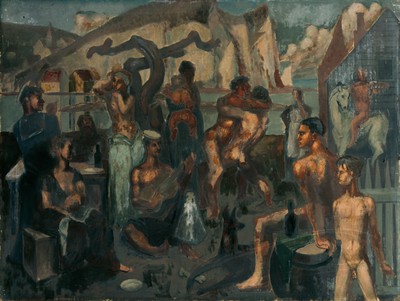 Sailors and Other Figures Carousing by a Quay