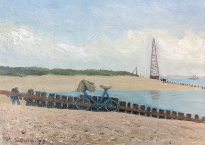 'Bike on the Beach"  (1979) - the painting from the sketch.