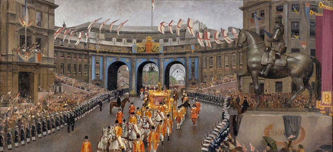 Coronation Procession - Admiralty Arch from Trafalgar Square (1953)