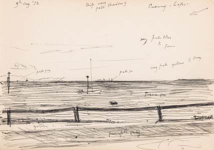 This sketch was separated from the estate collection of sketches to be framed and sold as  "Evening, Lepe" (1972)