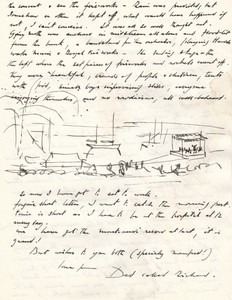 A sketch in a letter to Richard's daughter Philippa illustrating the fireworks