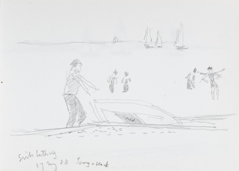 Sketch_03-32 windsurfer, girls bathing (17th May 1988)