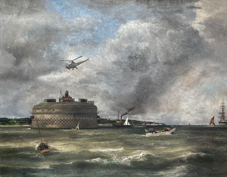 Solent Fort and Helicopter (1953)