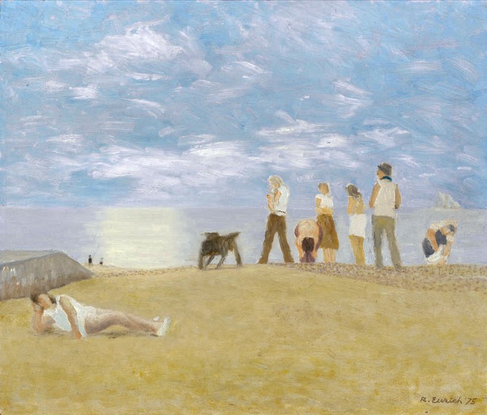 Dog and Figures on Beach (1975)