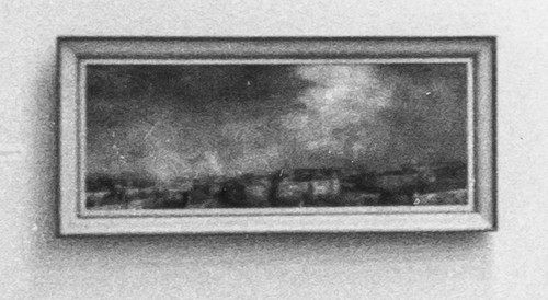 A tiny section of a photo showing a 'Thunderstorm over London' in the 1979-80 Richard Eurich retrospective. Compare the shape with the main photo above and see the comments section.