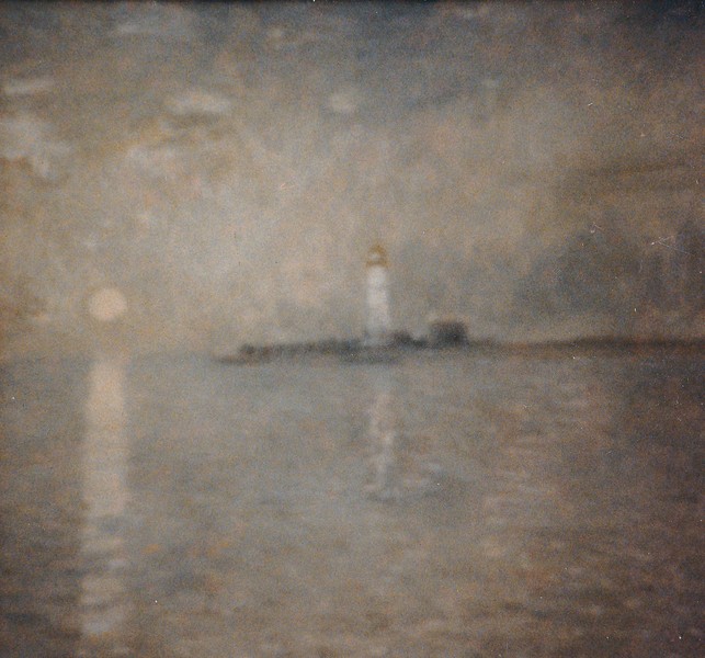 Moon through Mist, Hurst Castle Lighthouse (1980s)