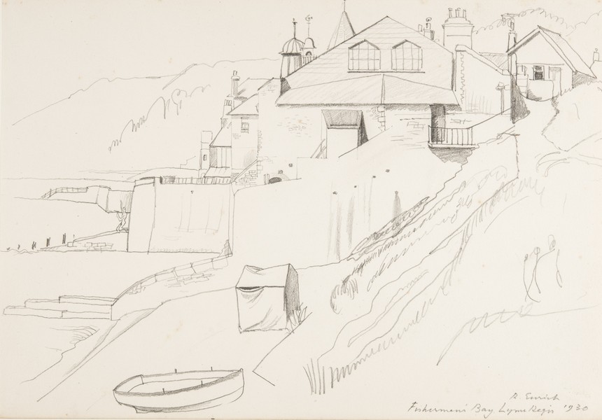 Sketch_00-008 Fisherman's Bay, Lyme Regis (1930)