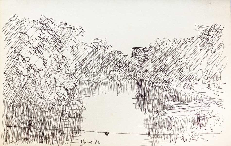 Sketch_02-20 Ilkley Gasworks, River Wharfe (1st Jun 1982)