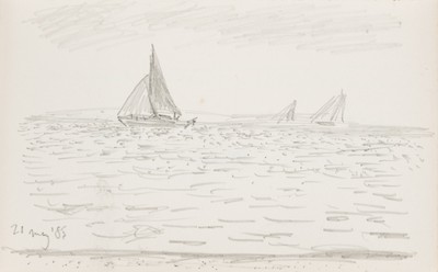 Sketch_02-23 Sailing boats on a choppy Solent