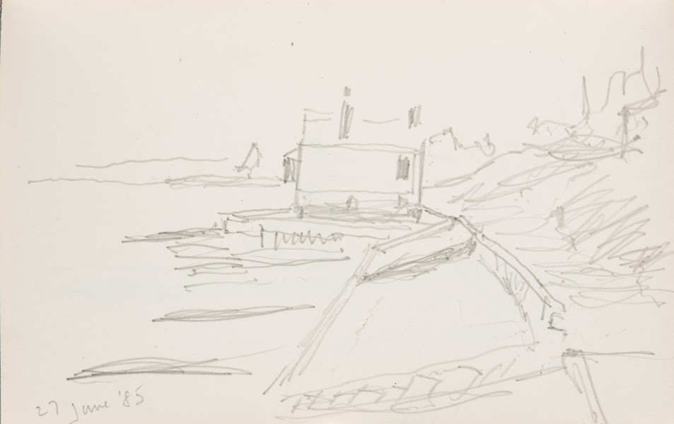 Sketch_02-30 Boathouse Lepe Beach (27th Jun 1985)