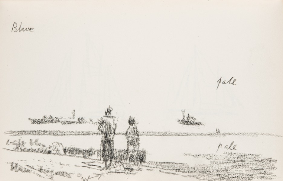 Sketch_02-44 Figures looking Out to Sea with Ships (November 1988)