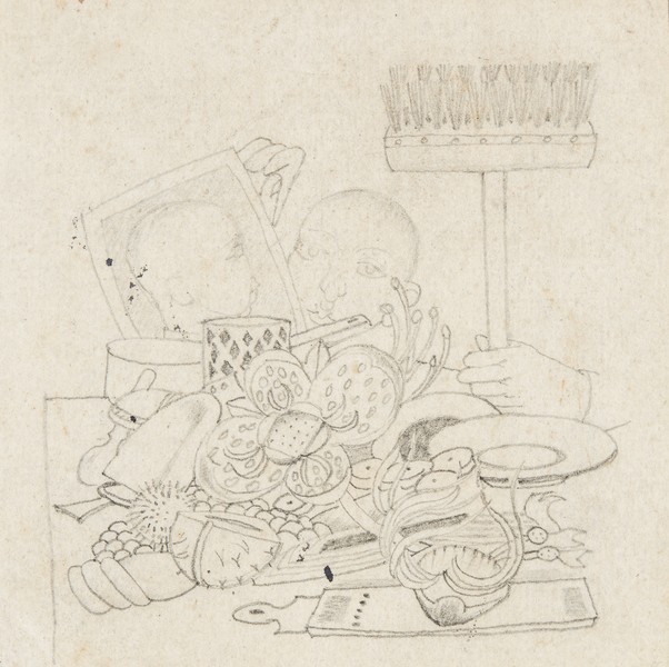Sketch_17-001 a pile of stuff, still life (1960s)