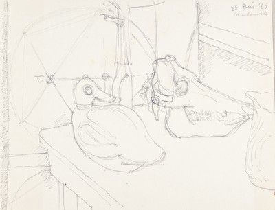 Sketch_17-031 Camberwell duck and skull still life