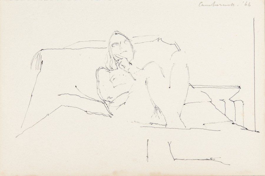 Sketch_17-044 Camberwell figure study on bed (1966)
