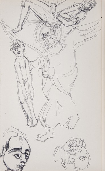 Sketch_08-004 angel figures heads (1970s)