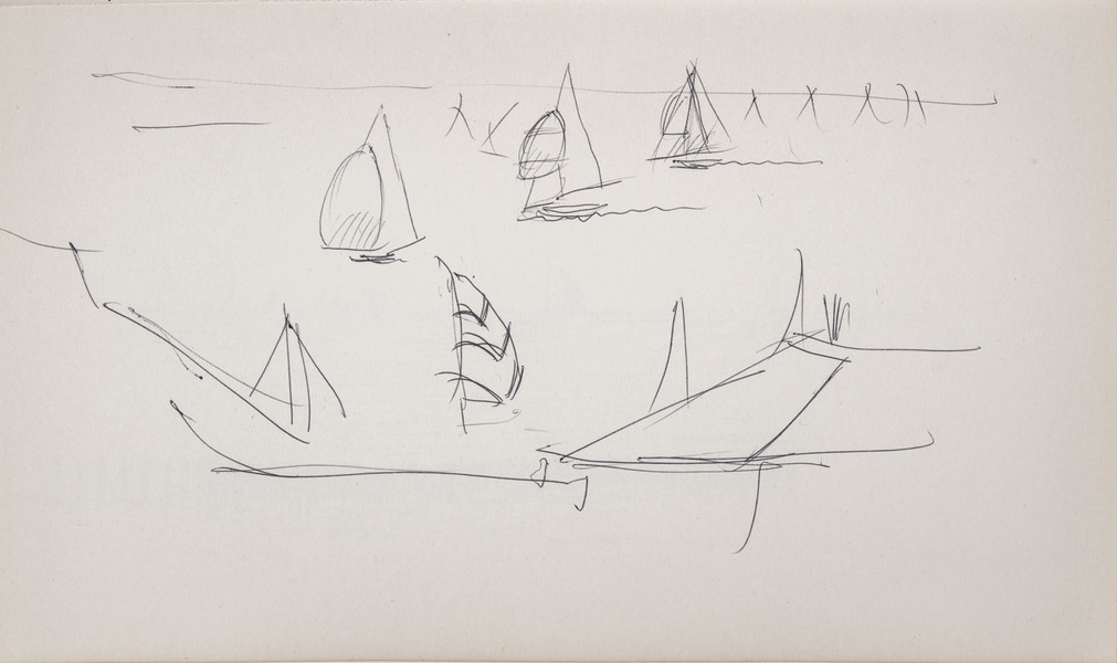 Sketch_08-010 Cowes Week yachts (1970s)