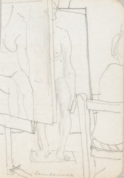 Sketch_17-058 Camberwell figure study and easel (1960s)