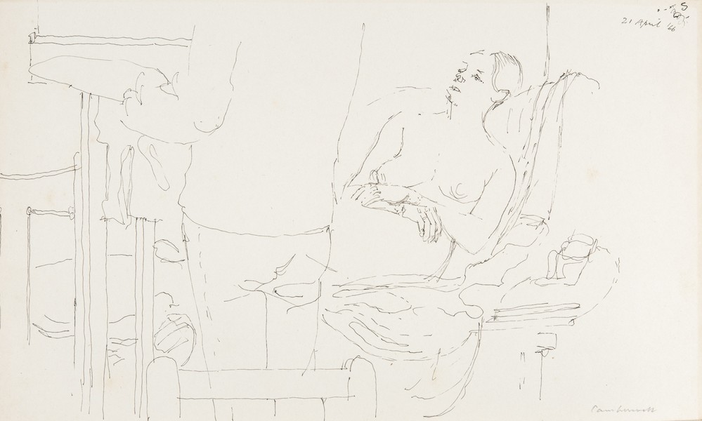 Sketch_17-060 Camberwell figure study and artist (21st Apr 1966)