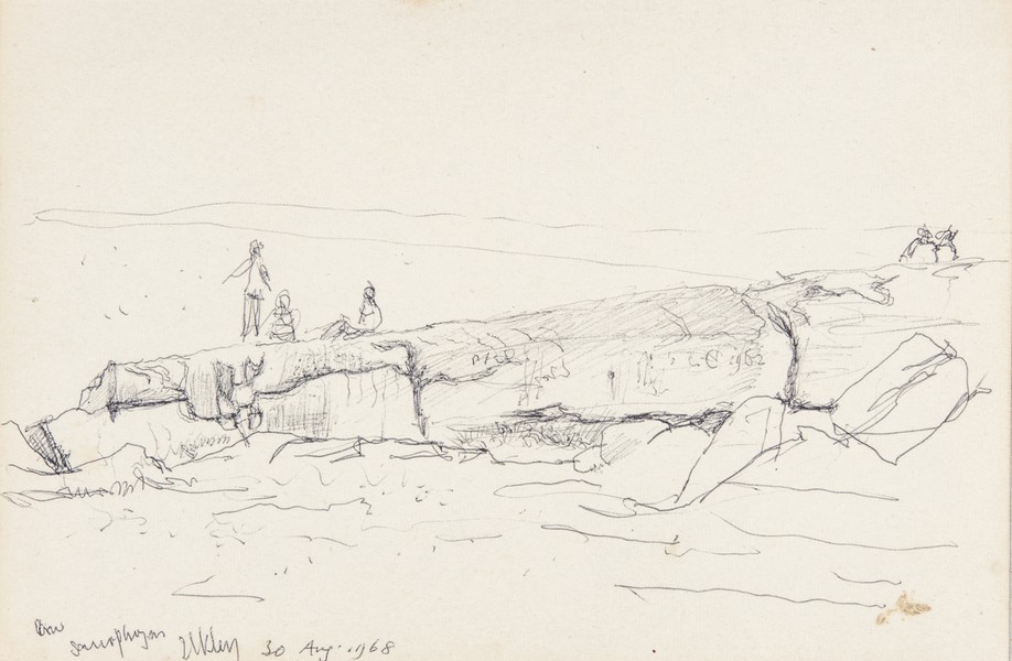 Sketch_17-084 Cow sarcophagus, Cow and Calf Rock, Ilkley (30th Aug 1968)