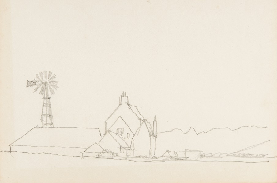 Sketch_17-087 farm buildings and windmill (1960s)