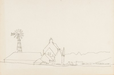 Sketch_17-087 farm buildings and windmill