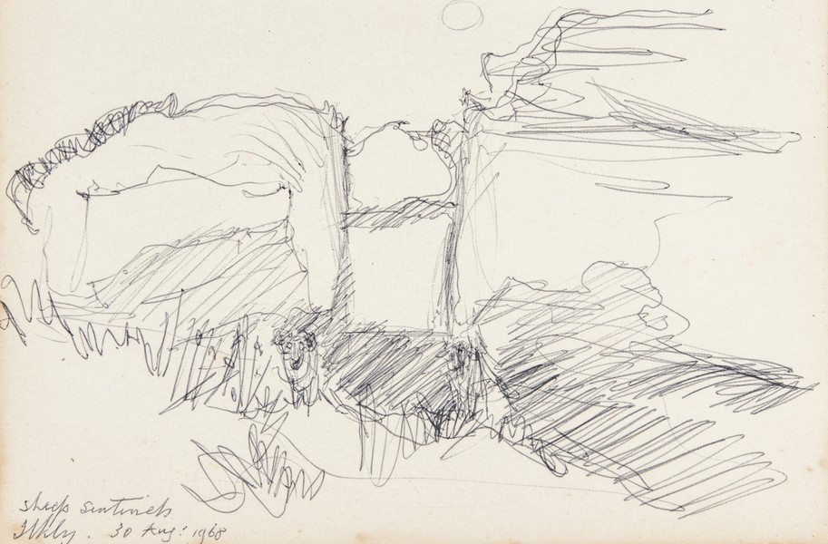 Sketch_17-091 Sheep Sentinels Ilkley (30th Aug 1968)