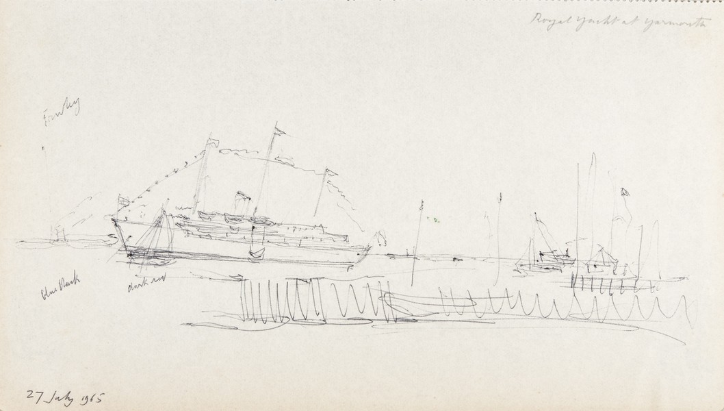Sketch_17-094 Royal Yacht at Yarmouth I.O.W. (27th Jul 1965)