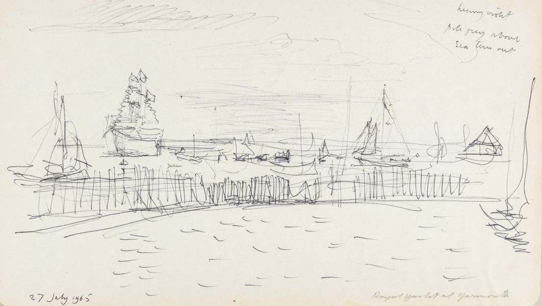 Sketch_17-095 Royal Yacht at Yarmouth I.O.W. (27th Jul 1965)