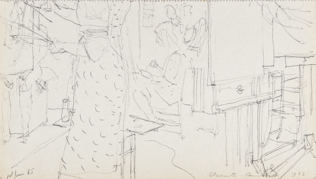 Sketch_17-115 Camberwell students painting at easels (1st Jun 1965)