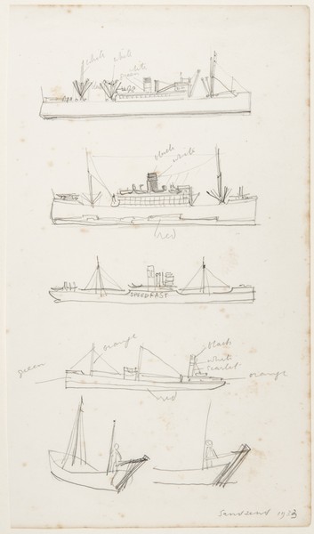 Sketch_20-002 Ships passing Sandsend near Whitby (August 1933)