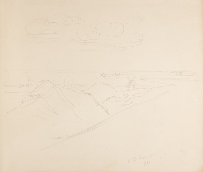Sketch_20-019 Windmills, On the Scheldt (1938)