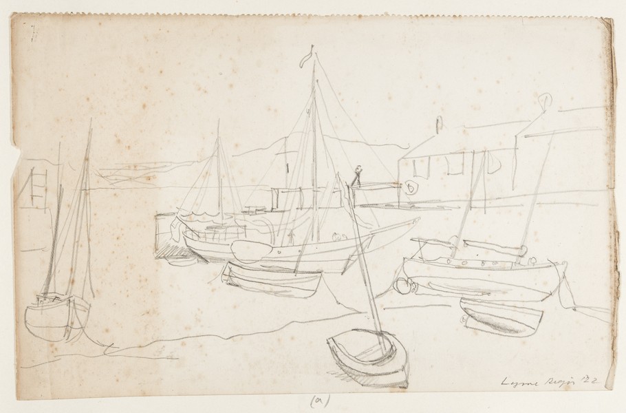 Sketch_20-030 Lyme Regis harbour low tide (1932)