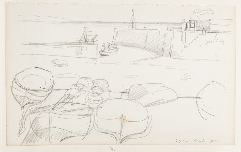 Sketch_20-032 beached boats Lyme Regis (1932)