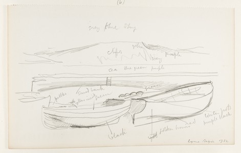 This sketch shows a similar view to the painting 'Golden Cap' 1932