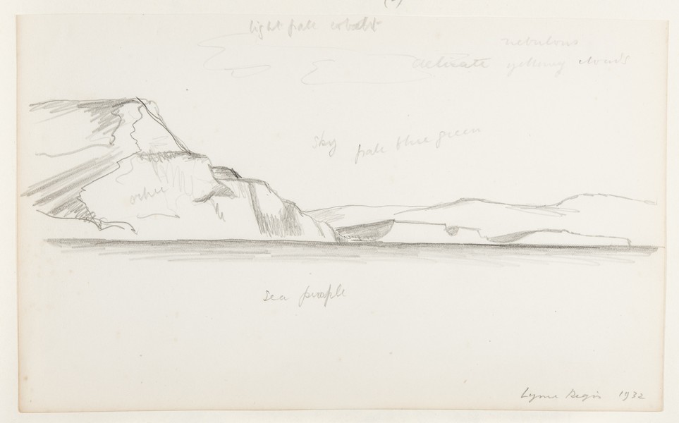 Sketch_20-037 Golden Cap cliff Lyme Regis (1932)