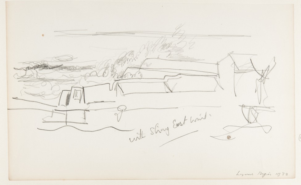 Sketch_20-038 Cobb Lyme Regis strong east wind (1932)