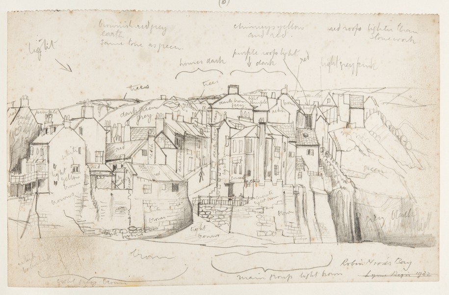 Sketch_20-042 Robin Hood's Bay town seen from the sea (c1932)