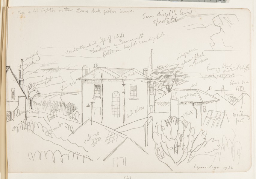 Sketch_20-052 Lyme Regis houses (1932)