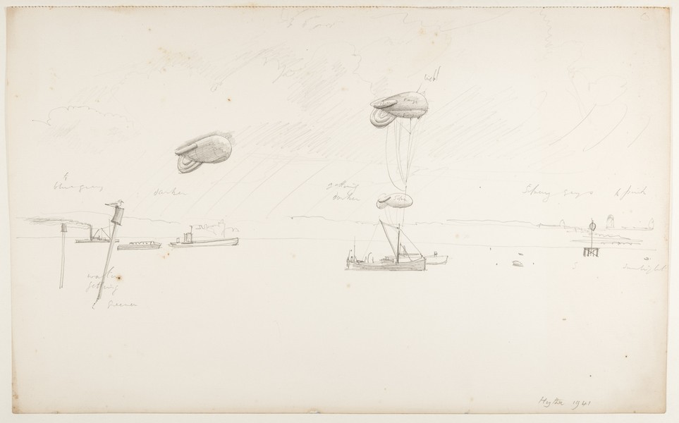 Sketch_20-061 barrage balloons, Hythe (1941)
