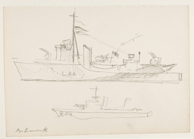 Sketch_20-067 Warships Q014 and Norwegian LAA Portsmouth