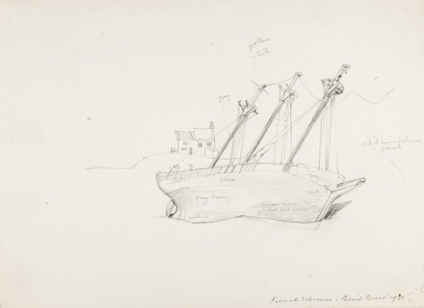 Sketch_20-089 French Schooner, Chesil Beach (1933)