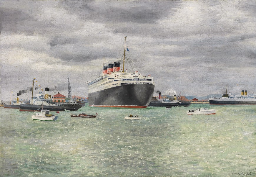 The Queen Mary Going into Dry Dock (1936)