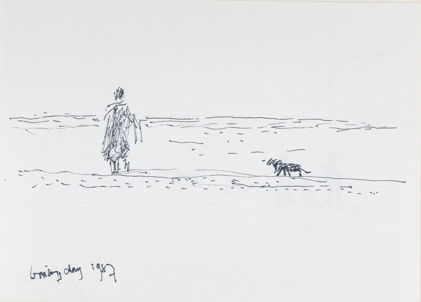 Sketch_03-13 figure and dog (26th Dec 1987)