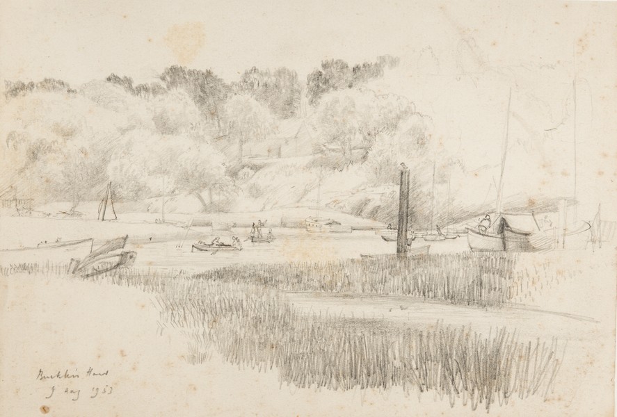 Sketch_20-121 Buckler's Hard, Beaulieu River (9th Aug 1953)