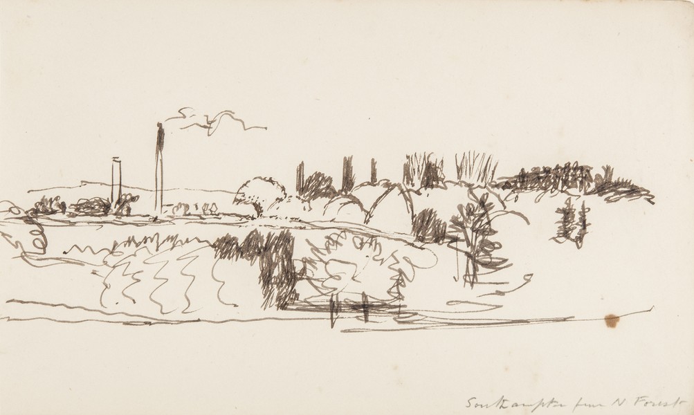 Sketch_20-124 Southampton from the New Forest (1960s or 70s)